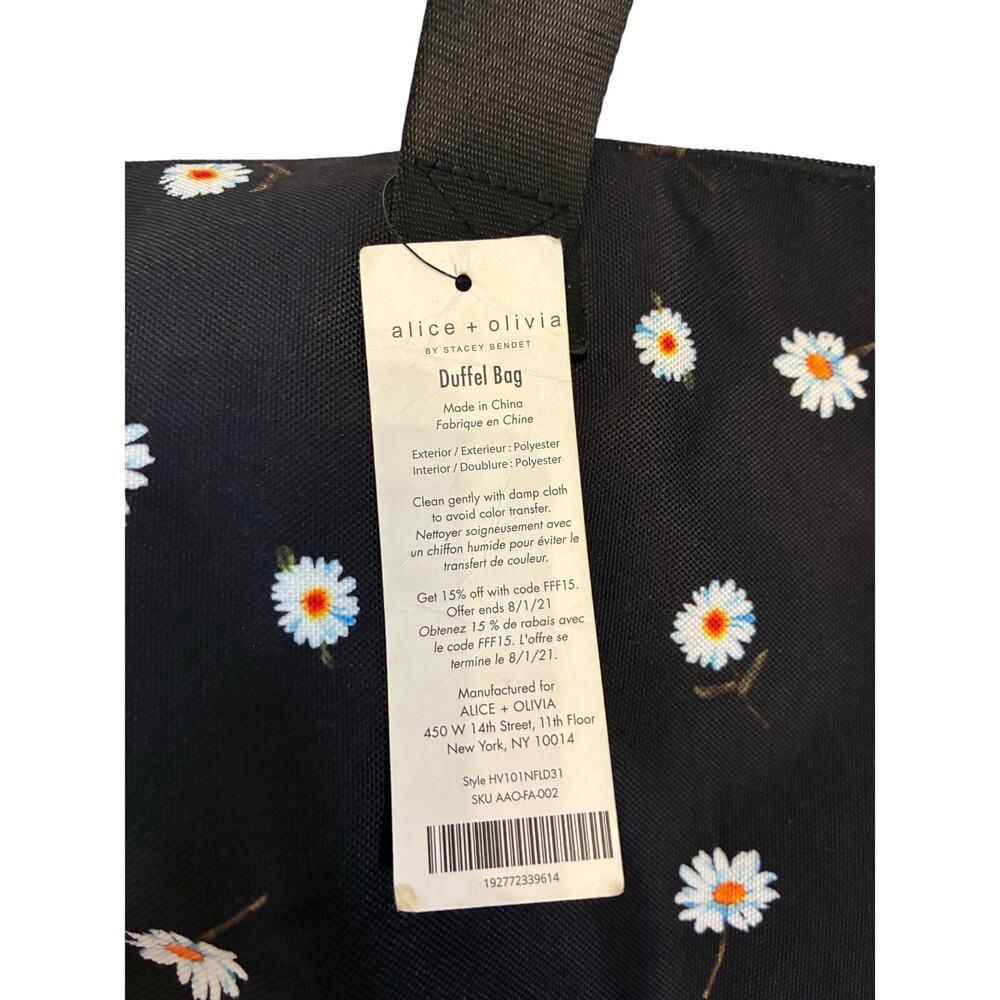 Alice + Olivia Daisy Print Duffel Bag Weekender Bag Traveling Loungewear Novelty - Picture 3 of 8